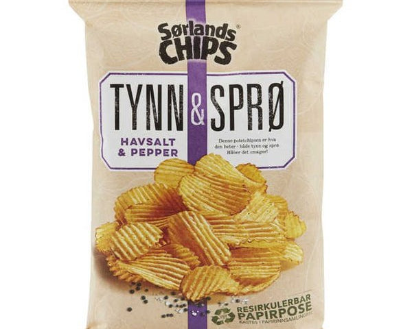 Sørlandschips Thin and crispy Salt&Pepper (tynn og sprø) 150 gr Norwegian Foodstore