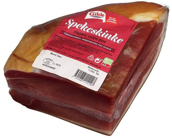 Gilde Cured ham whole piece unsmoked ( urøkt spekeskinke i bit, urøkt) Ca 1.1 kg +/- 15% Norwegian Foodstore