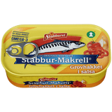 Stabburet Mackerel in Salsa (Grovhakket makrell i salsa) 110 grams Norwegian Foodstore