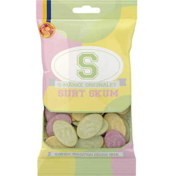 S Merke Sour Foam Candy (Surt skum) 70 grams Norwegian Foodstore