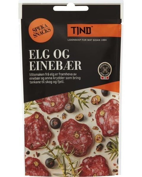Tind Bag - cured sausage moose & juniper berries 30 grams (Speket pølse elg og einebær) Norwegian Foodstore