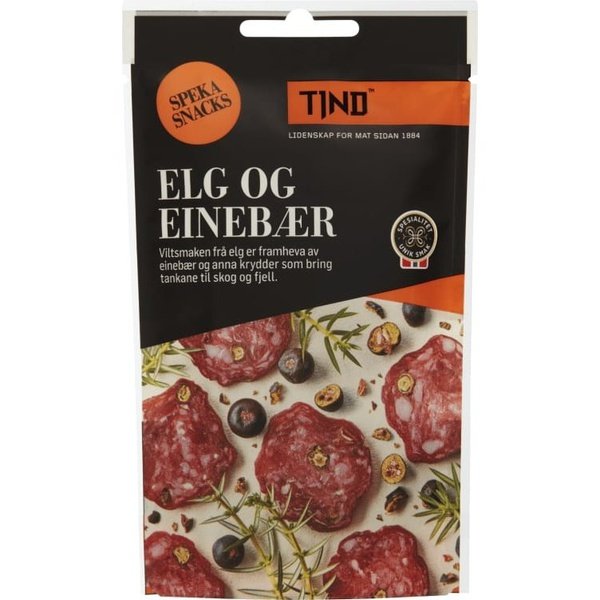 Tind Bag - cured sausage moose & juniper berries 30 grams (Speket pølse elg og einebær) Norwegian Foodstore