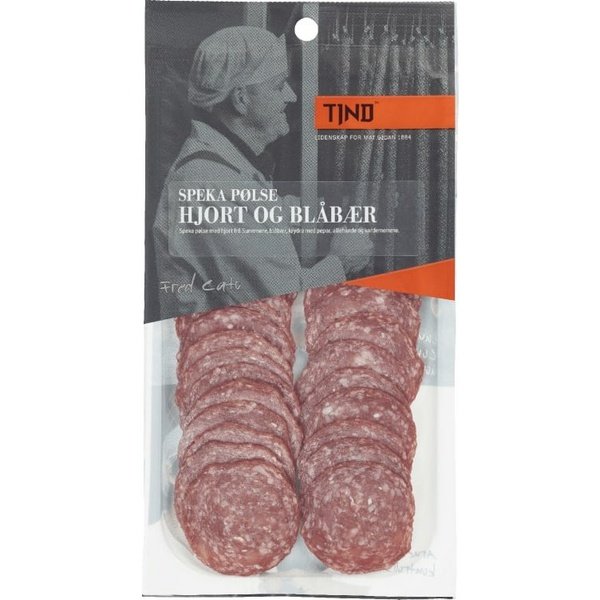 Tind cured sausage deer & blueberries 80 grams (Speket pølse hjort og blåbær) Norwegian Foodstore