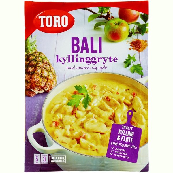 Toro Bali Chicken Pot Dinner with pineapple and apple (Bali Kylling gryte) 71 grams Norwegian Foodstore