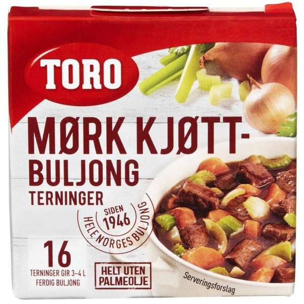 Toro Dark bouillon Broth Cubes 16 pc (Mørke buljong terninger) 64 grams Norwegian Foodstore