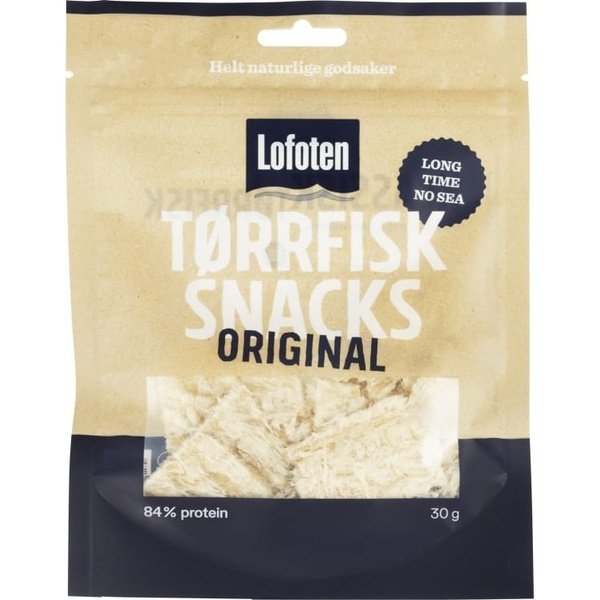 Lofoten Dryfish snacks original 30 gram (Tørrfisk) Norwegian Foodstore
