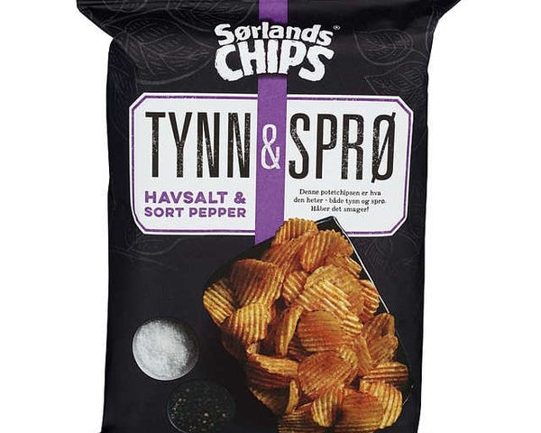 Sørlandschips Thin and crispy Salt&Pepper (tynn og sprø) 150 gr Norwegian Foodstore