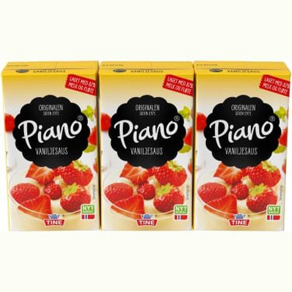Piano Vanillasauce (vaniljesaus) 3 pack à 250ml Norwegian Foodstore