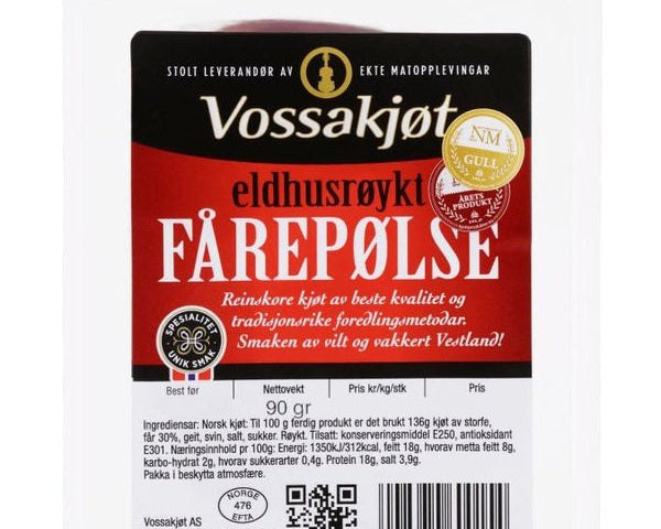 Vossakjøt Fårepølse sausage 90 gram Norwegian Foodstore
