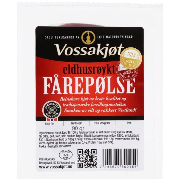 Vossakjøt Fårepølse sausage 90 gram Norwegian Foodstore