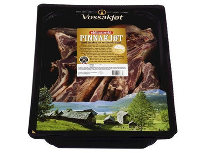 Vossakjøtt Smoked Pinnekjøtt Eldhusrøkt Ca1.8 kg (+/- 150 grams) Norwegian Foodstore
